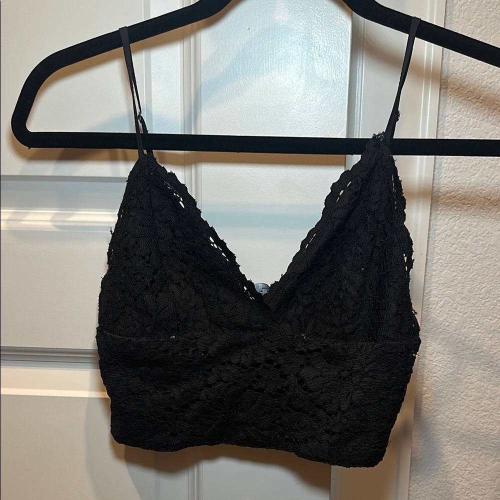 Zara Black Lace Crop Top with Adjustable Straps